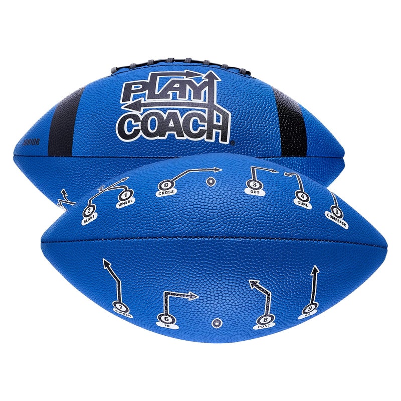 PlayCoach Youth Football in Junior & Peewee Sizes with 10 Basic Passing Routes for Kids 6 to 12 - Endorsed by Drew Brees, Beach and Kids Football, Leather Peewee Size - Image 1